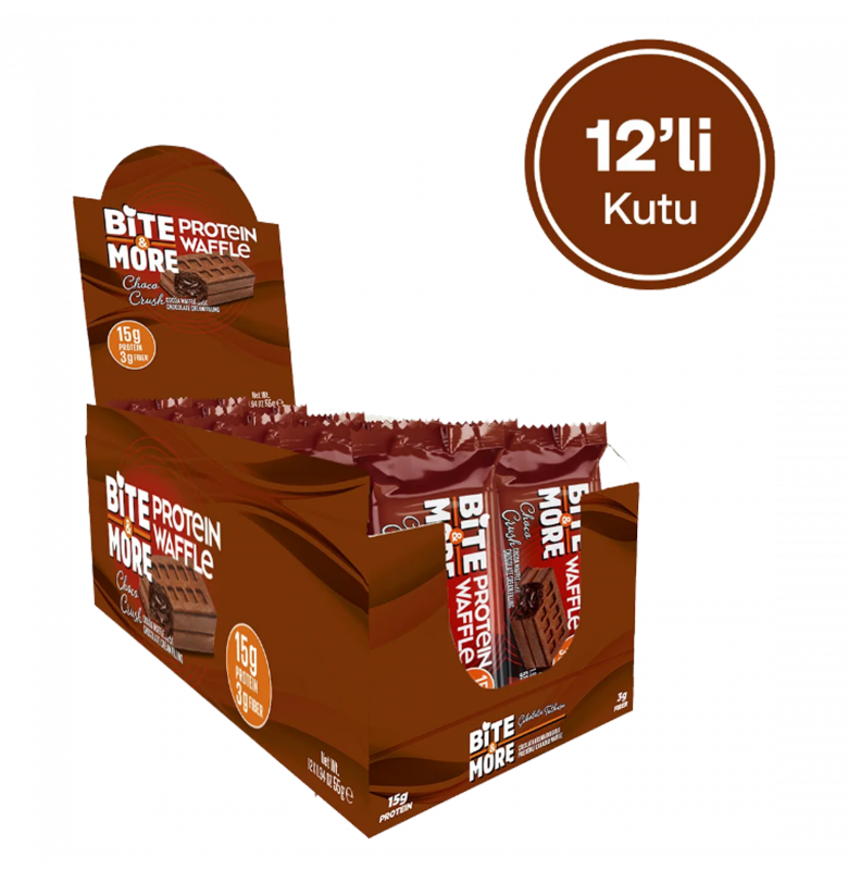 Bite & More Protein Waffle Çikolata 12 Adet x 50 gram