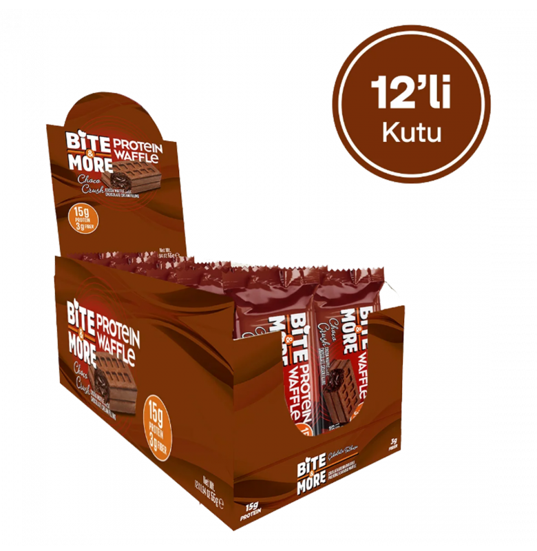 Bite & More Protein Waffle Çikolata 12 Adet x 50 gram