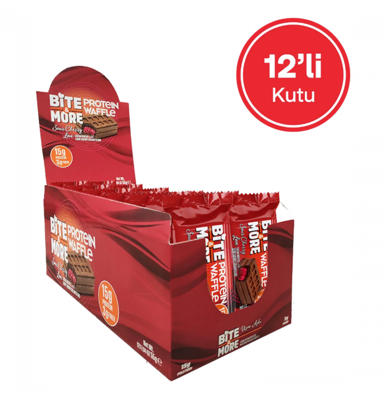 Bite & More Protein Waffle Vişne 12 Adet x 55 Gram