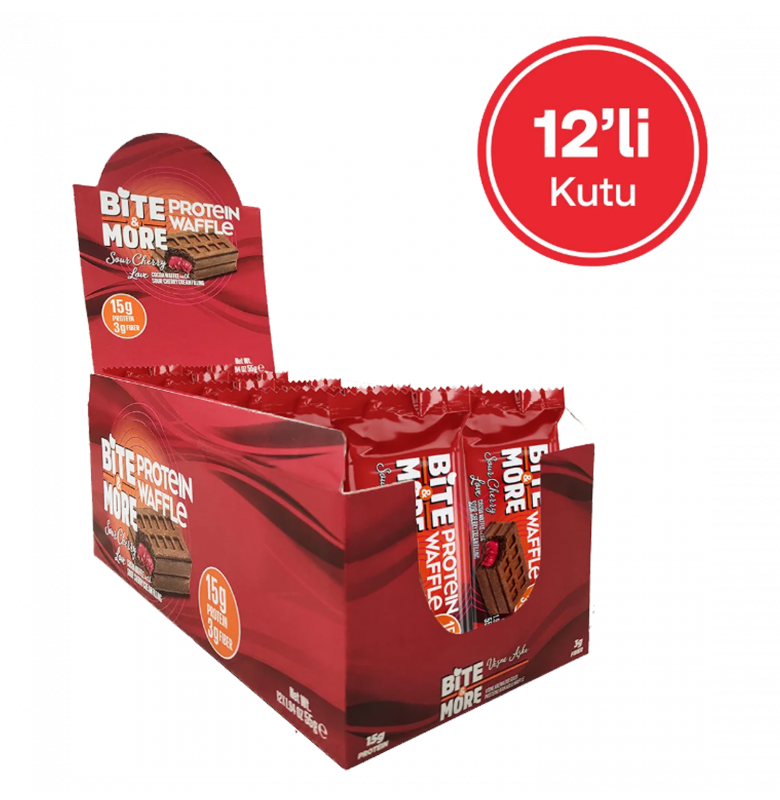 Bite & More Protein Waffle Vişne 12 Adet x 55 Gram