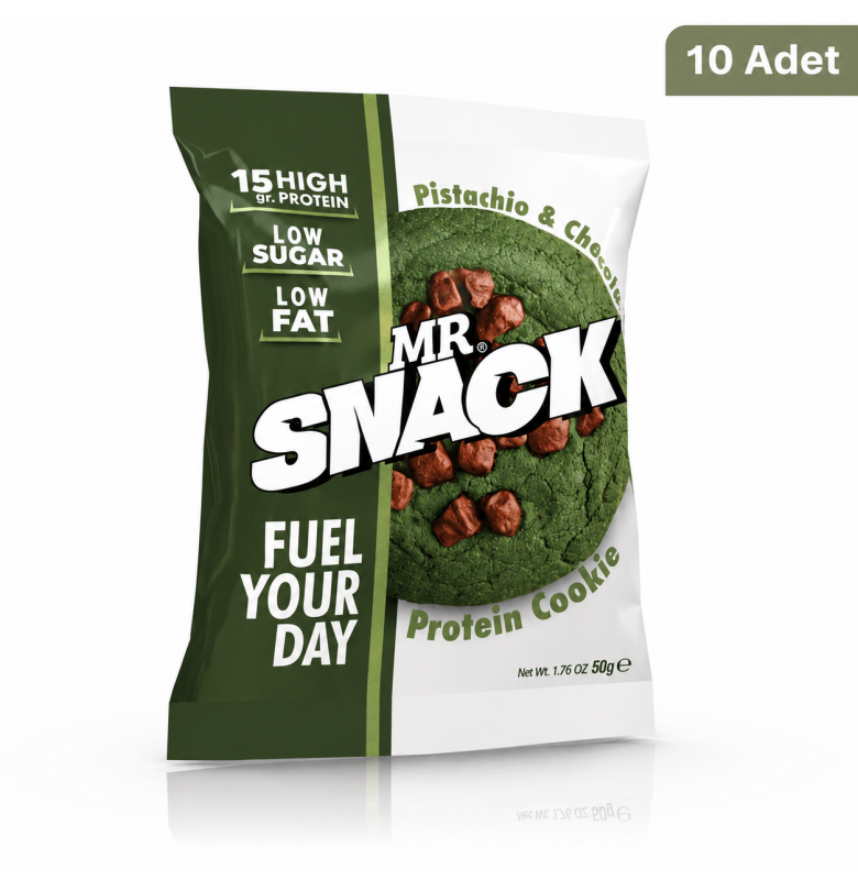 Mr. Snack Protein Cookie Pistachio & Chocolate 10 Adet x 50 gram