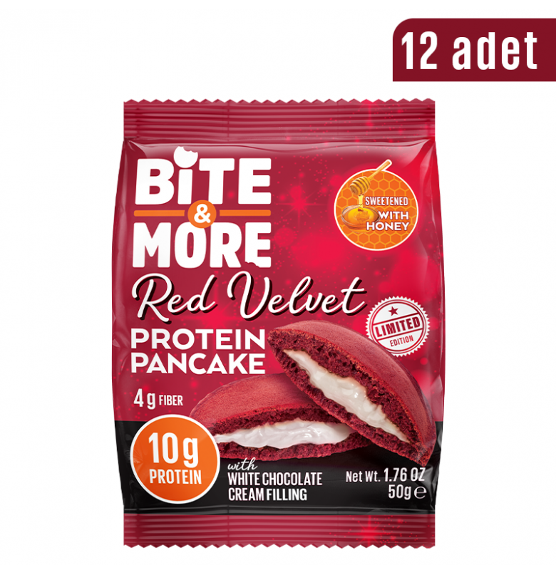 Bite & More Limited Edition Protein Pancake Red Velvet 12 Adet x 50 Gram
